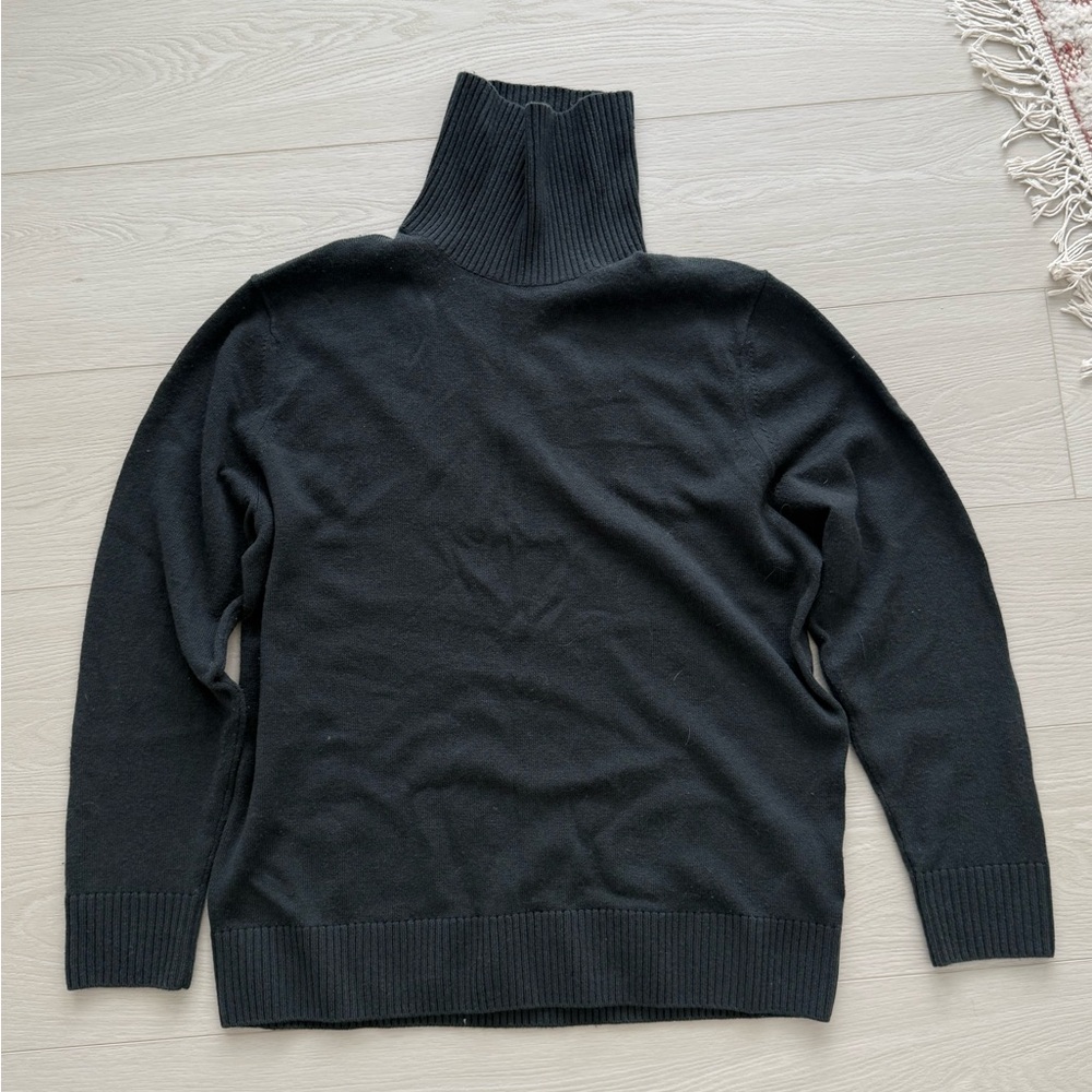 COS deep green cashmere turtleneck Sweater - Ribbed Neck & Hem